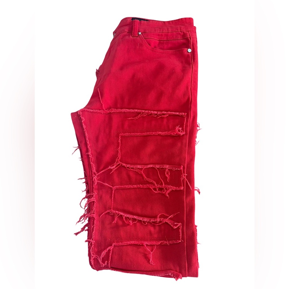 Stacked Red Jeans - Picture 5 of 6